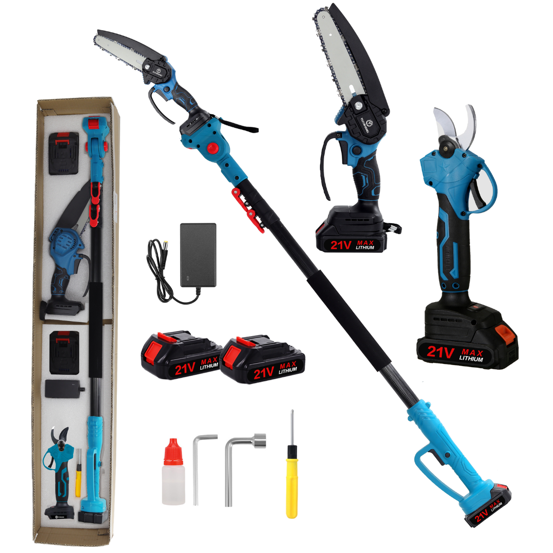 Set acus telescopic Agram Tools: ferăstraie și foarfece pentru crengi - 240 cm