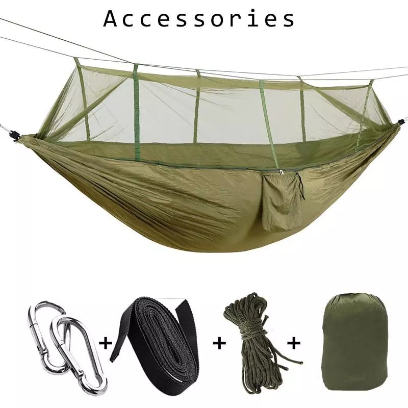 Sezlong de camping in aer liber cu plasa de tantari