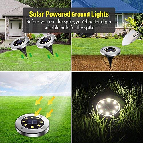 Discuri LED solare pentru gradina - 4 bucati