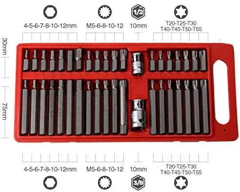 Set de biți torx crom-vanadiu din 40 de piese