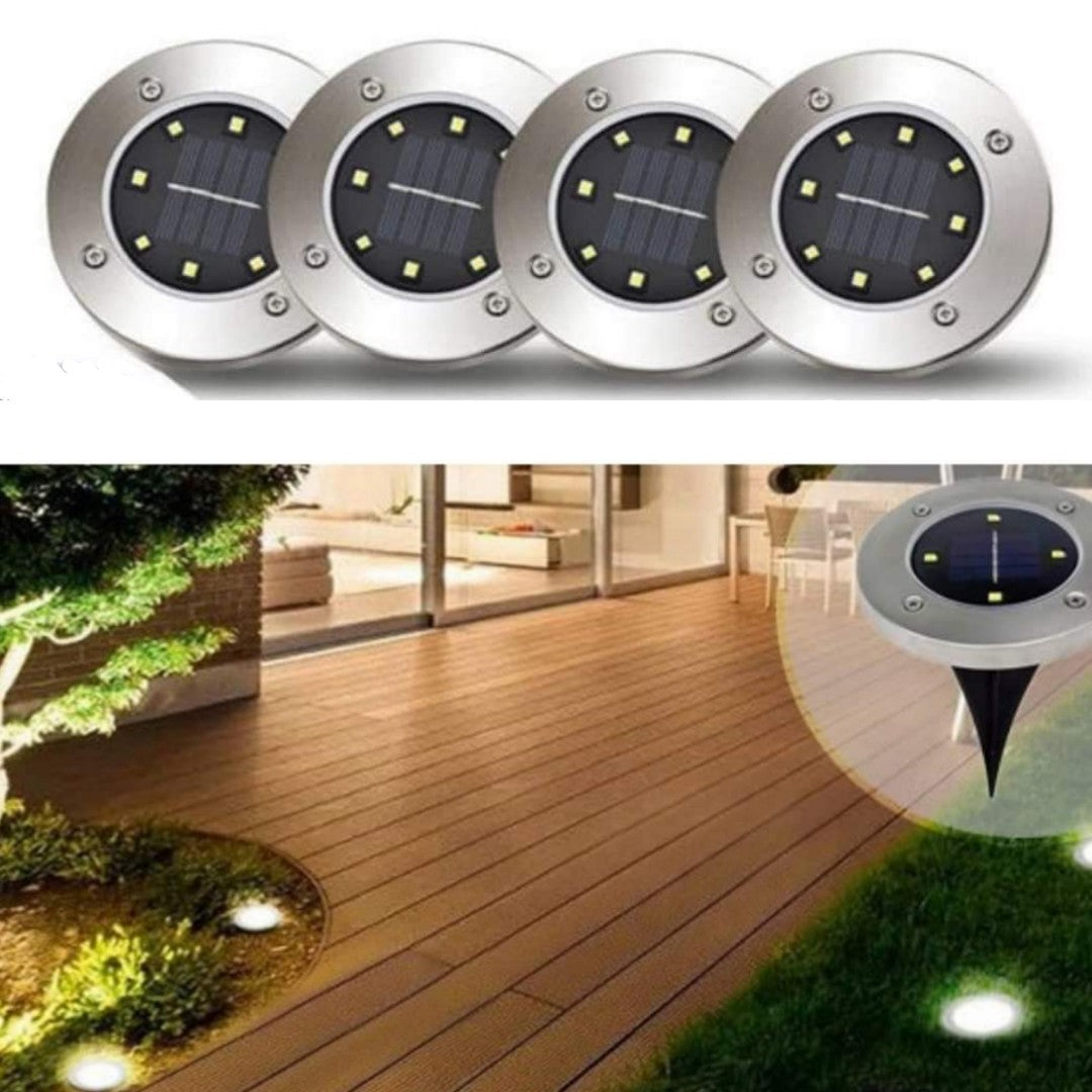 Discuri LED solare pentru gradina - 4 bucati