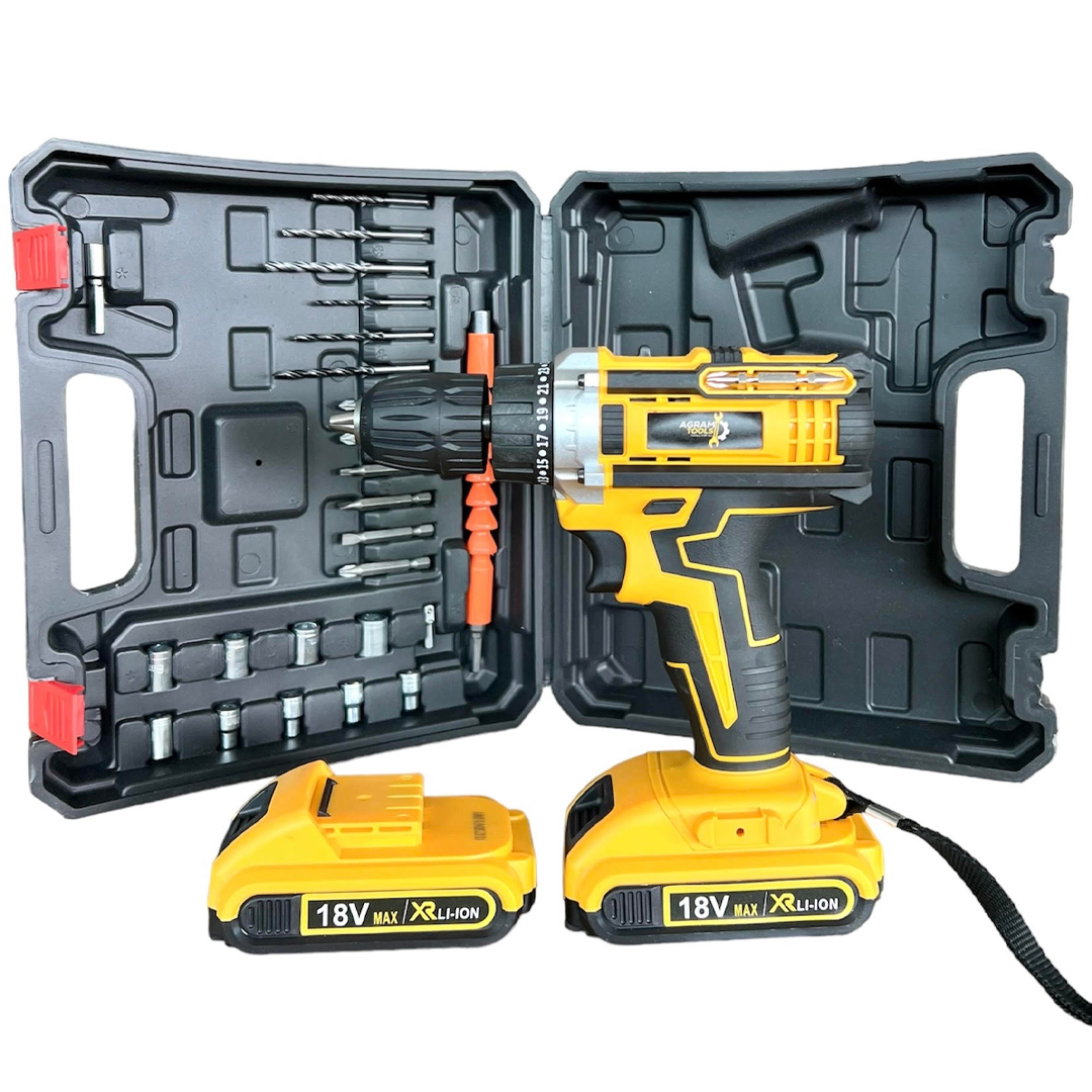 Mașină de găurit cu acumulator Agram Tools® originală cu burghie