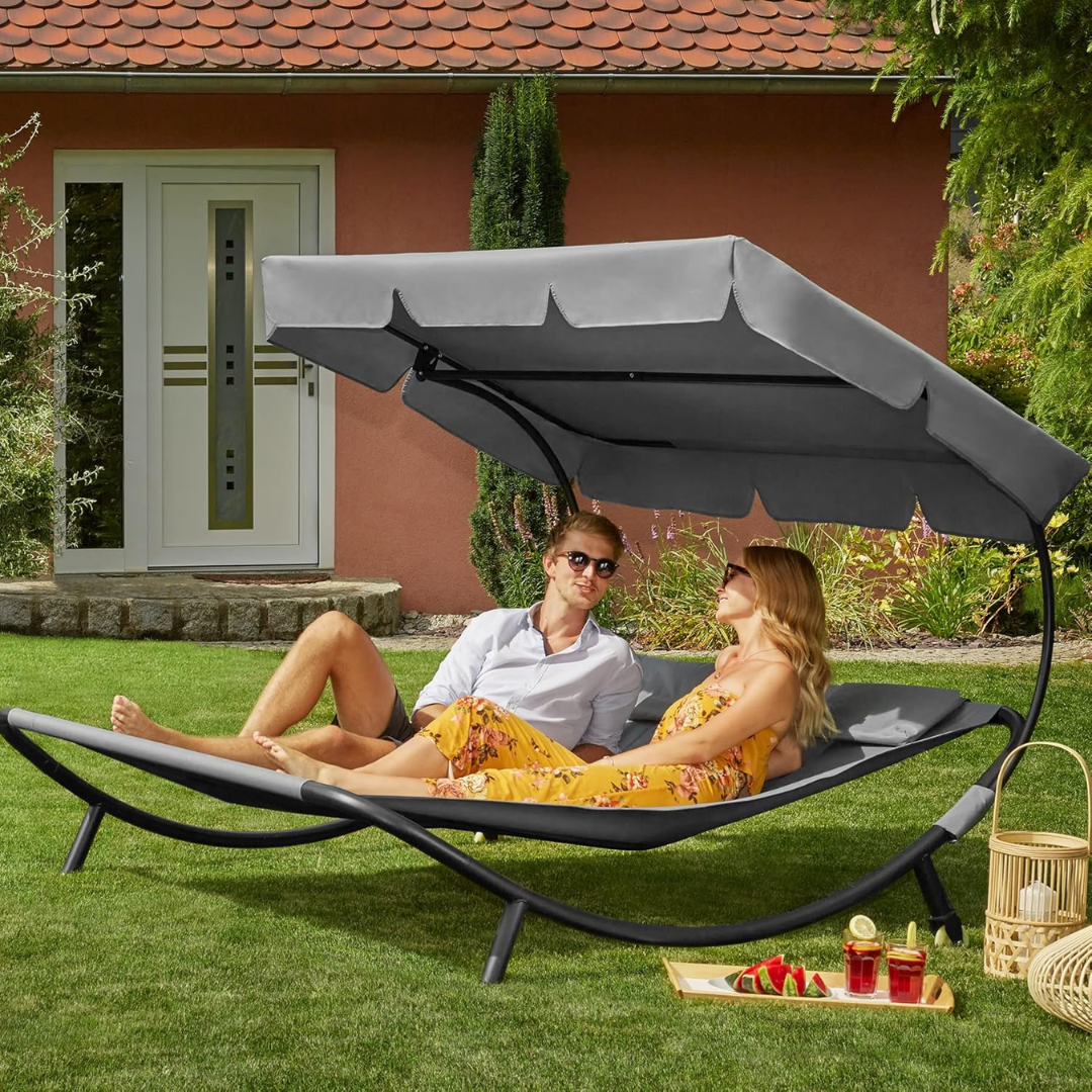 Şezlong exterior dublu cu bilanţ şi perne
