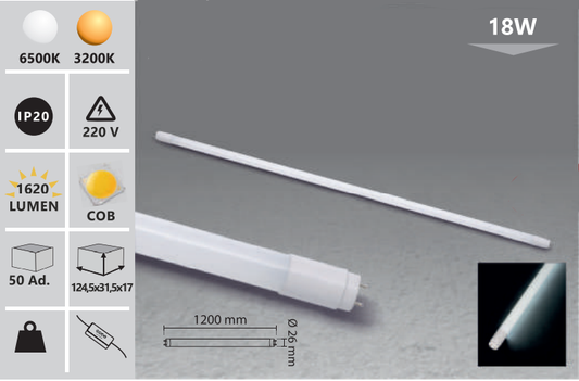 Tub LED 6500 k alb 120 cm 18W