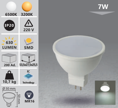 Bec LED MR16 7W