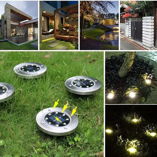 Discuri LED solare pentru gradina - 4 bucati