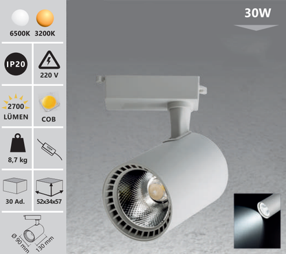 Lumina pe sina 30W alb/negru