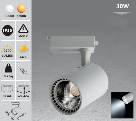 Lumina pe sina 30W alb/negru