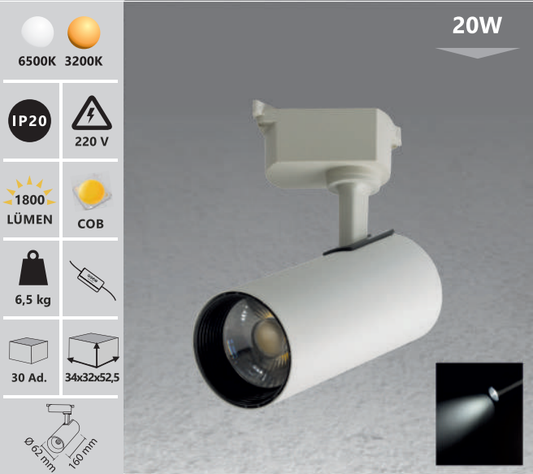 Lumina pe pista 20W alb