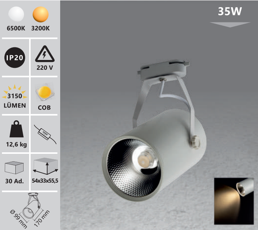 Lumina pe sina 35W alb/negru