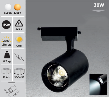Lumina pe sina 30W alb/negru