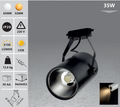 Lumina pe sina 35W alb/negru